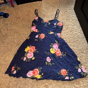 Old Navy Navy Dress with Colorful Floral Design